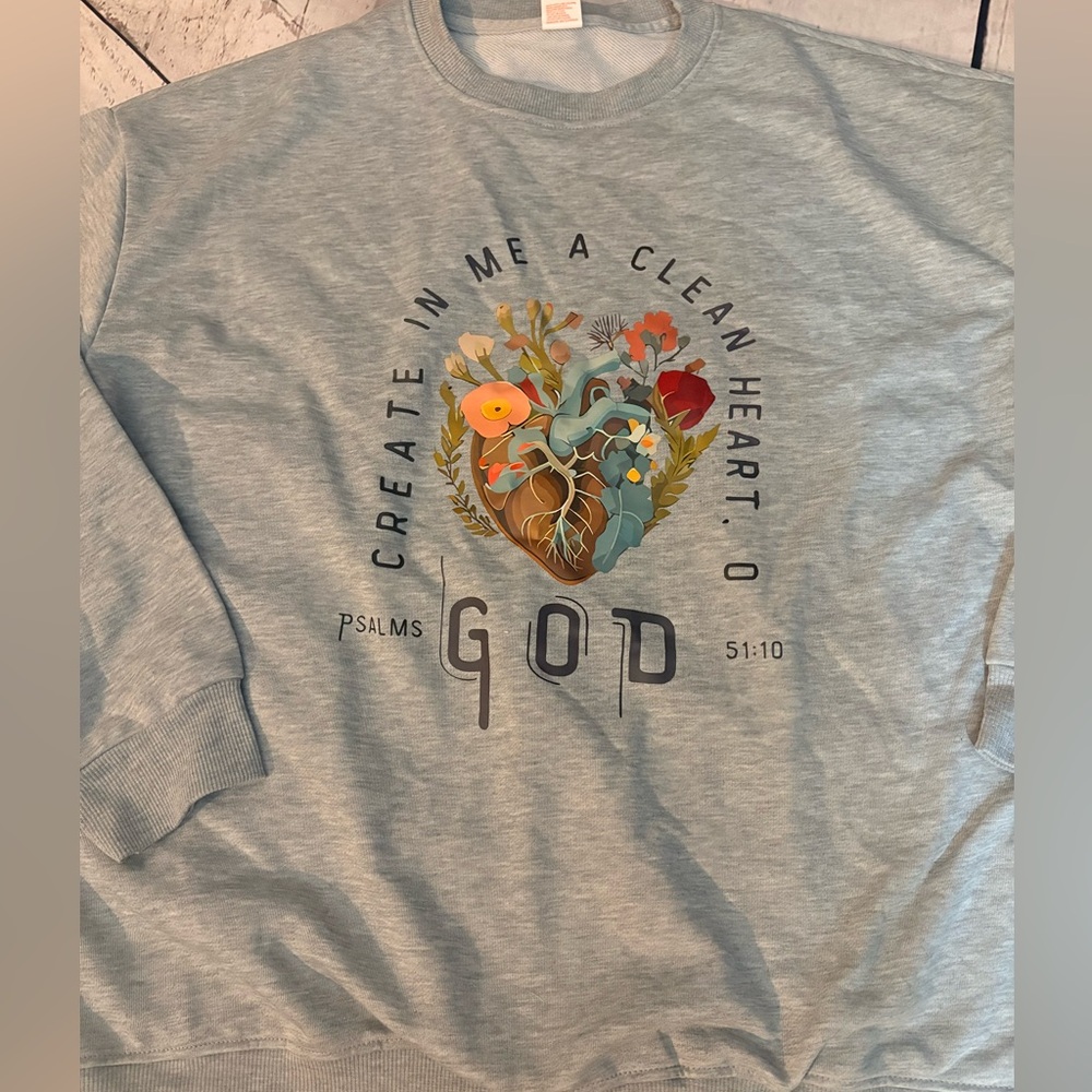 Women’s crewneck sweater 1x create in me a clean heart oh God